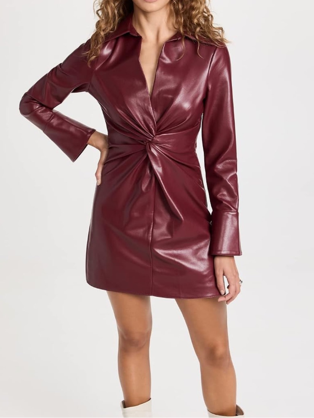 Cinq A Sept Faux Leather McKenna OxBlood Red Dress SIZE 2